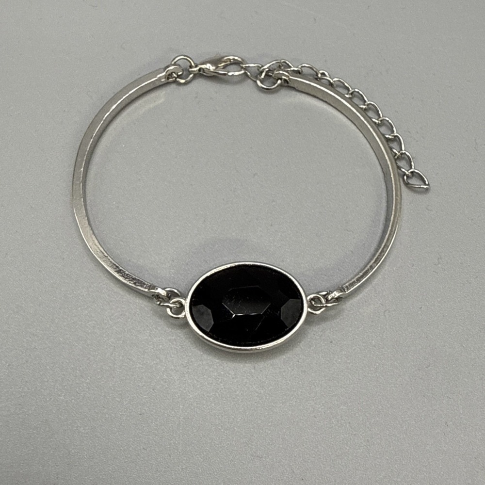 Paparazzi Bracelet Definitely Dashing Black Stone In Silver Metal